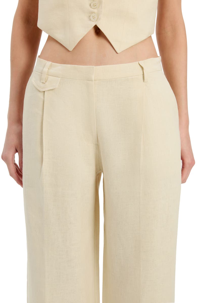 Bardot Geordy Wide Leg Linen Pants, Alternate, color, Eggnog