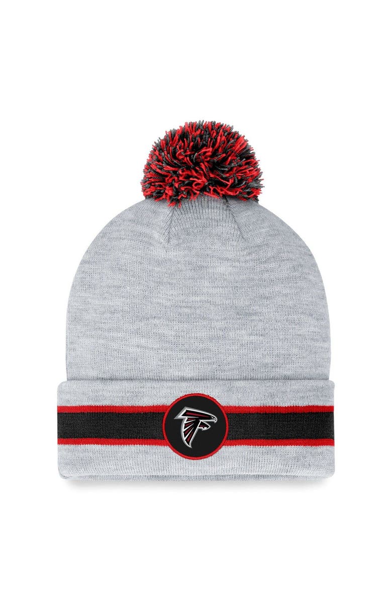 FANATICS Men's Fanatics Branded Heather Gray Atlanta Falcons Cuffed Knit Hat with Pom, Main, color,