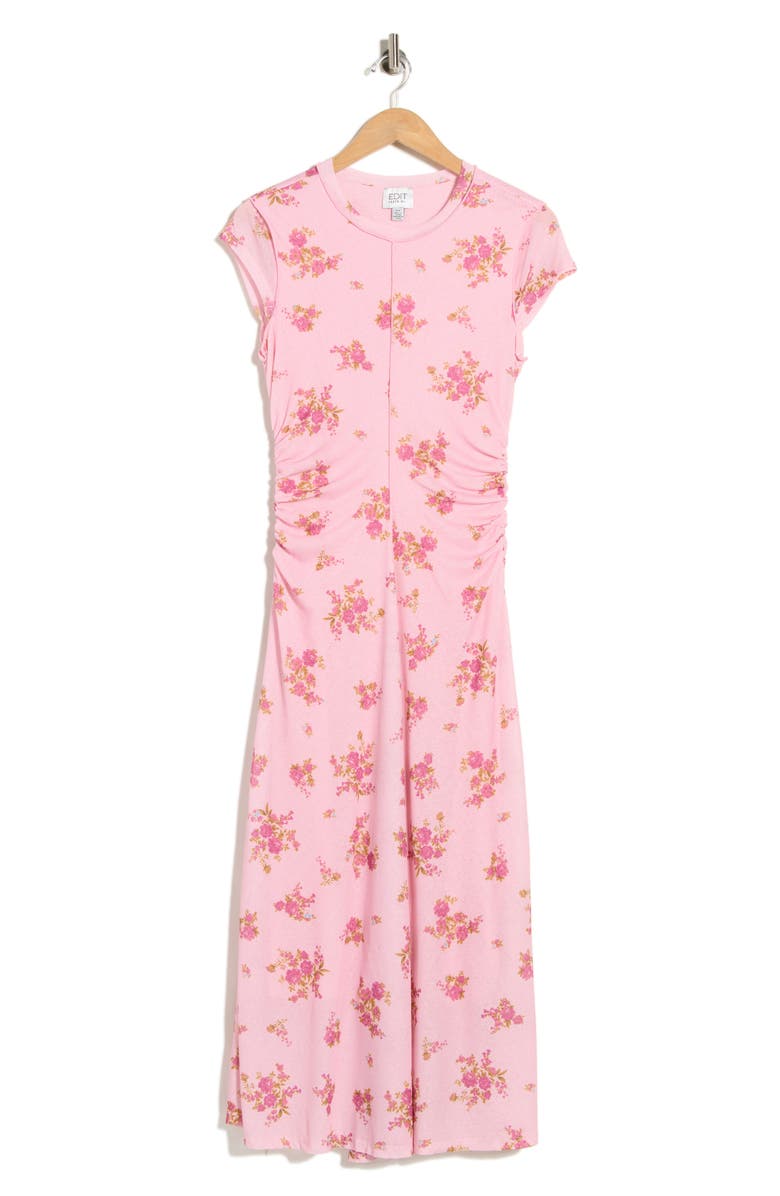 EDIT by JASON WU Ruched Midi Dress, Main, color, Pink Roses