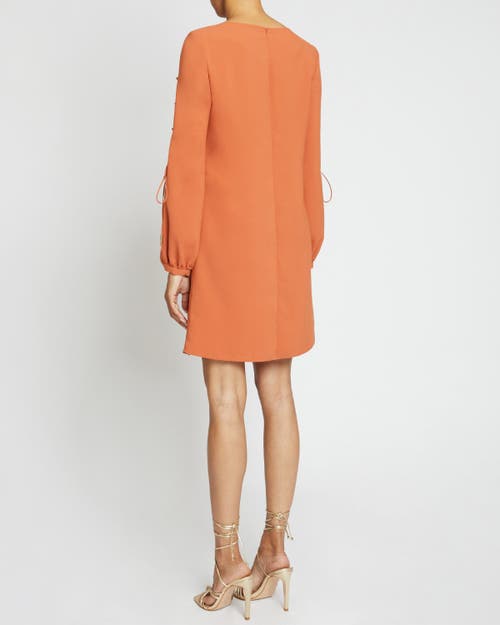 Santorelli Aries Lace-up Crepe Mini Shift Dress In Sedona Orange