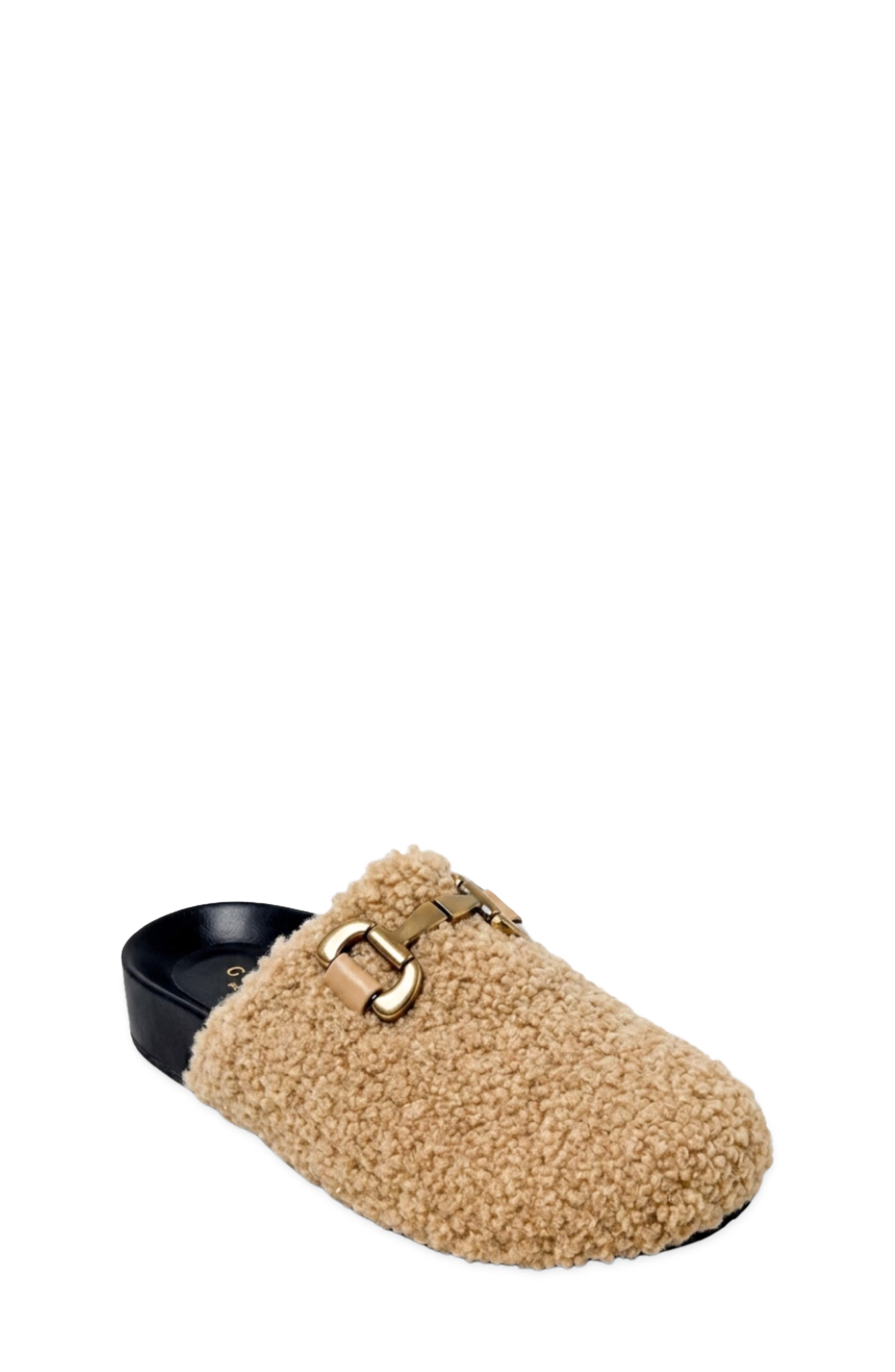 Kids' Azalea Mini Faux Shearling Mule, Main, color, BEIGE