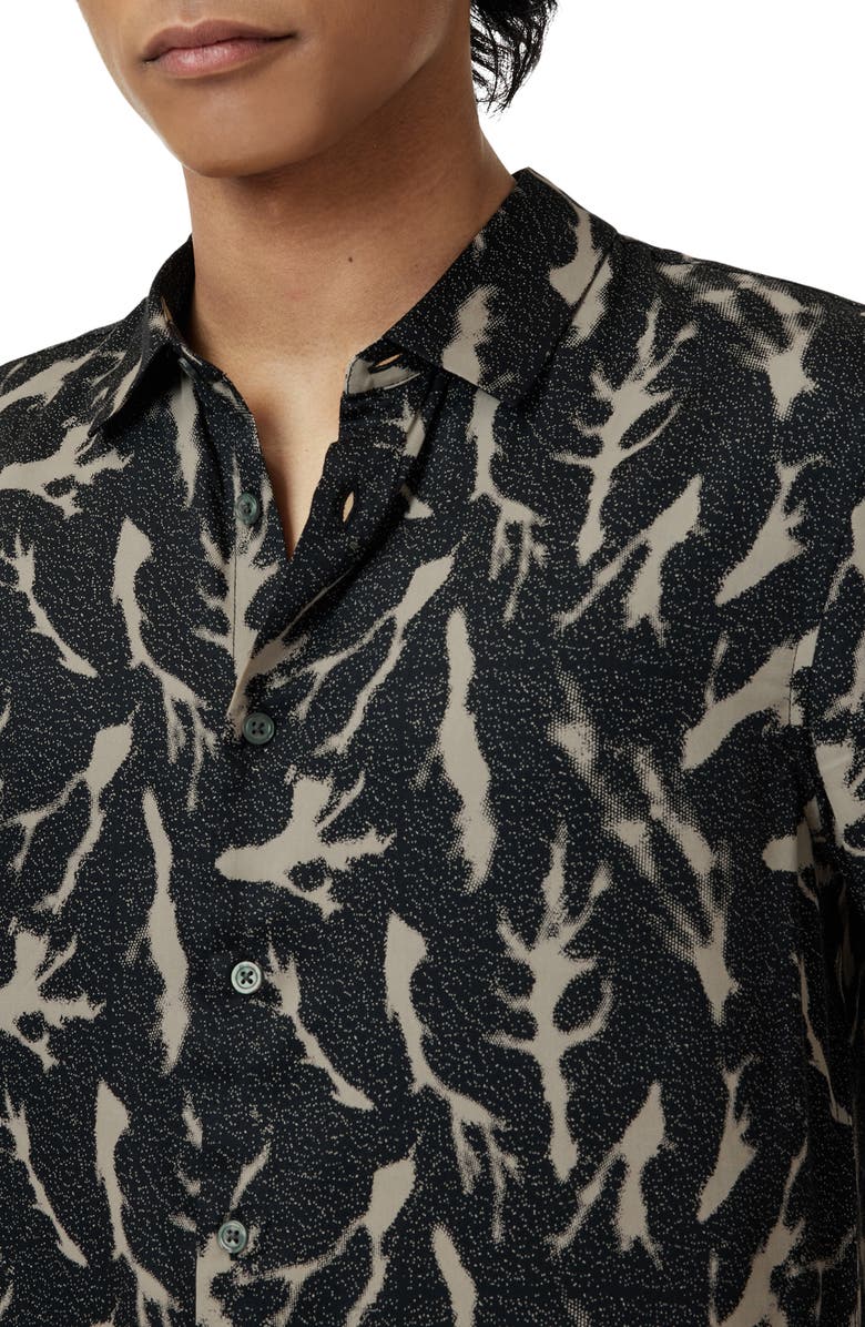 John Varvatos Ross Abstract Button-Up Shirt, Alternate, color, Black