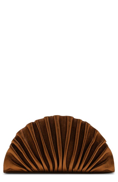 Nala Pleated Leather Clutch