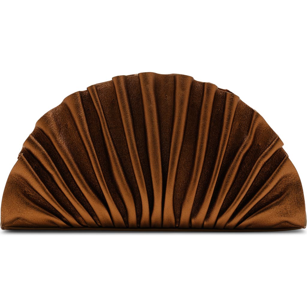 Cult Gaia Nala Pleated Leather Clutch in Bronze at Nordstrom