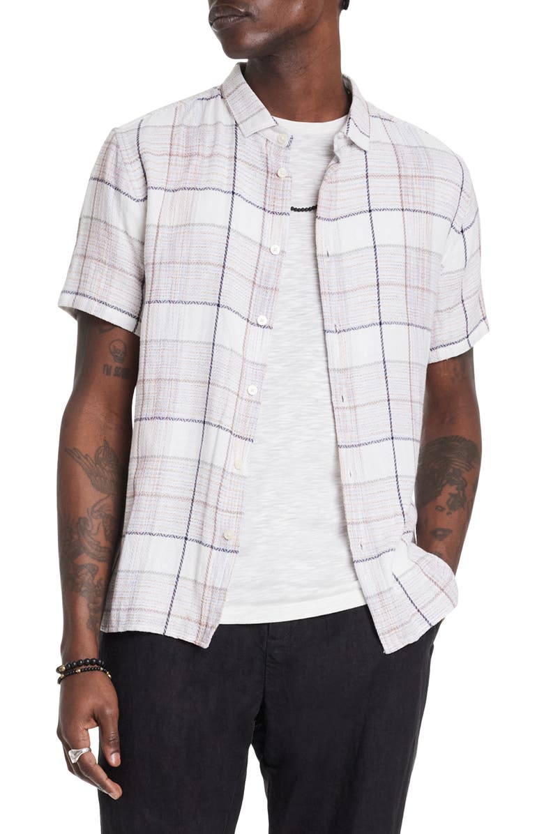 John Varvatos Sean Plaid Short Sleeve Button-Up Shirt, Main, color, 