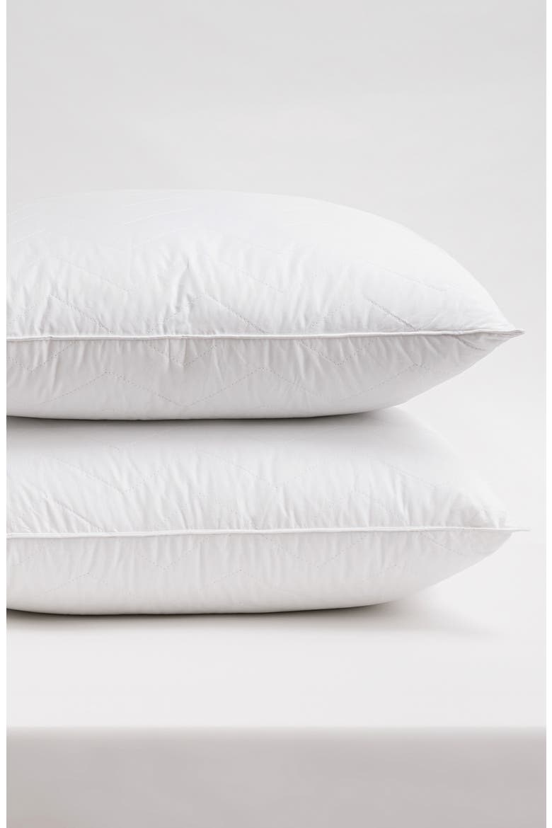 Hotel Luxe Set of 2 Herringbone Quilted Pillows, Main, color, WHITE