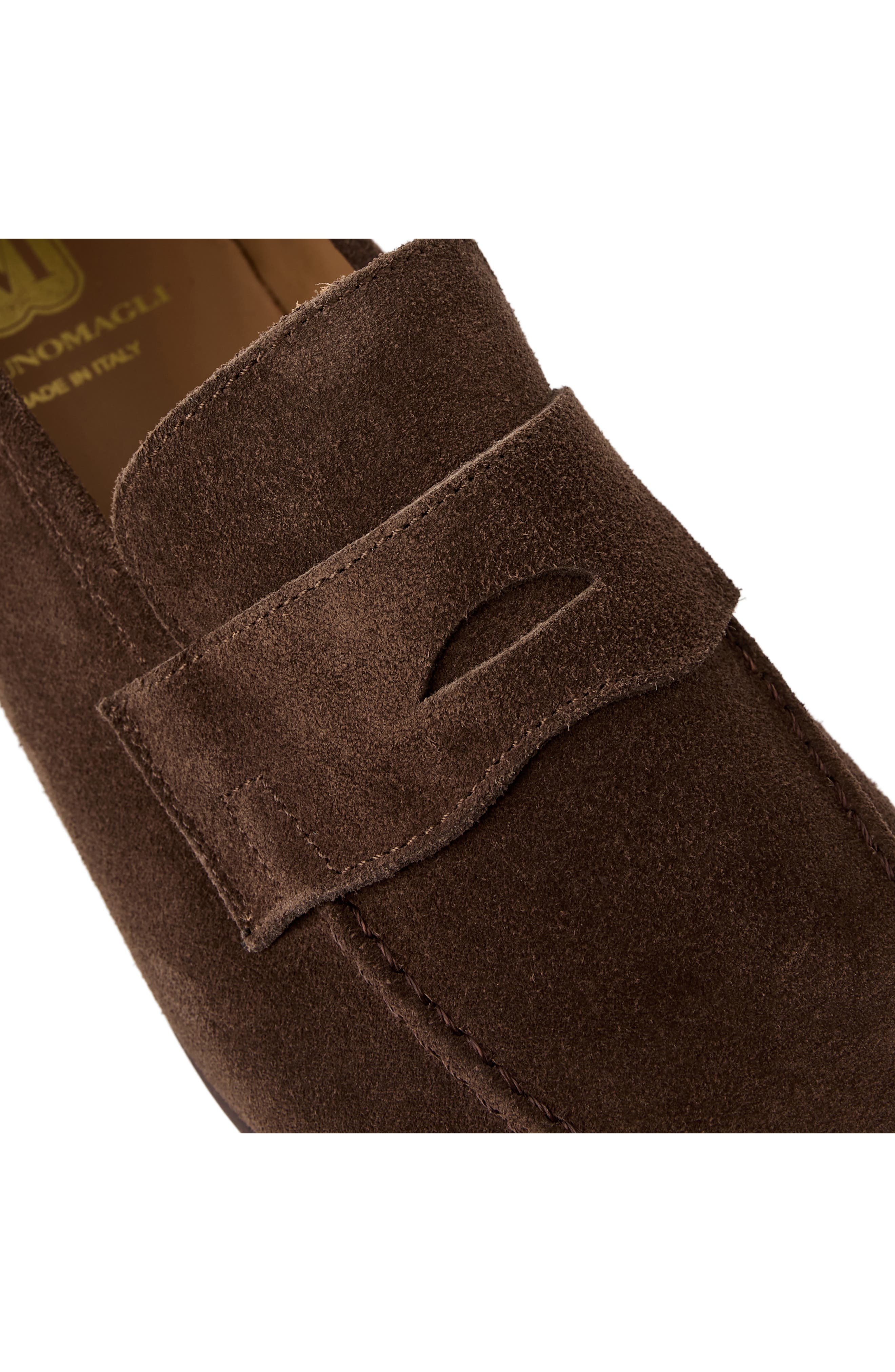 Nathan Penny Loafer, Alternate, color, DARK BROWN SUEDE