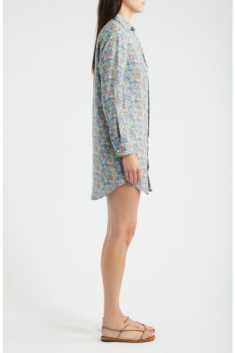 Mary Classic Long Sleeve Linen Shirtdress, Alternate, color, MULTICOLOR FLOWERS