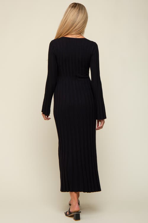 Pinkblush Ribbed Knit Maxi Dress In Black