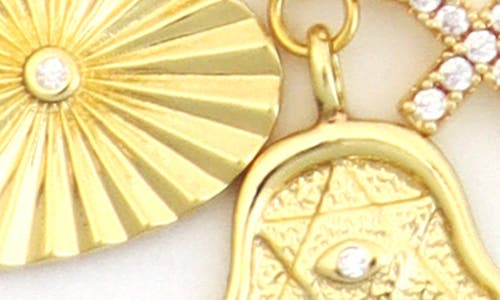 Panacea Heart, Cross & Hand Charm Necklace In Gold