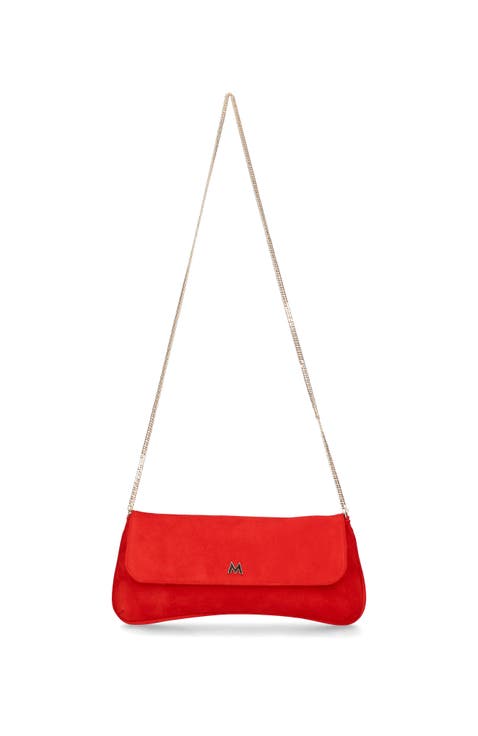Medium Leather Clutch With Cross Body Chain Strap