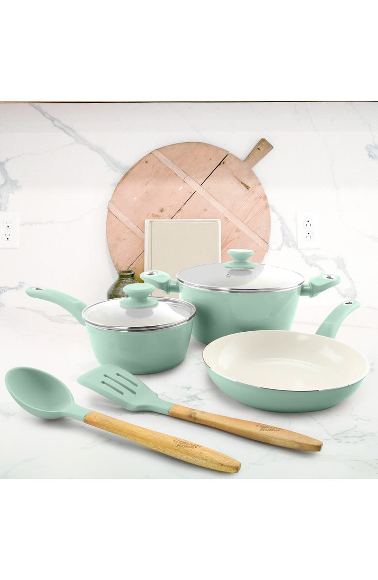 Gibson Home Plaza Cafe 7 Piece Essential Core Aluminum Cookware Set, Alternate, color, Blue