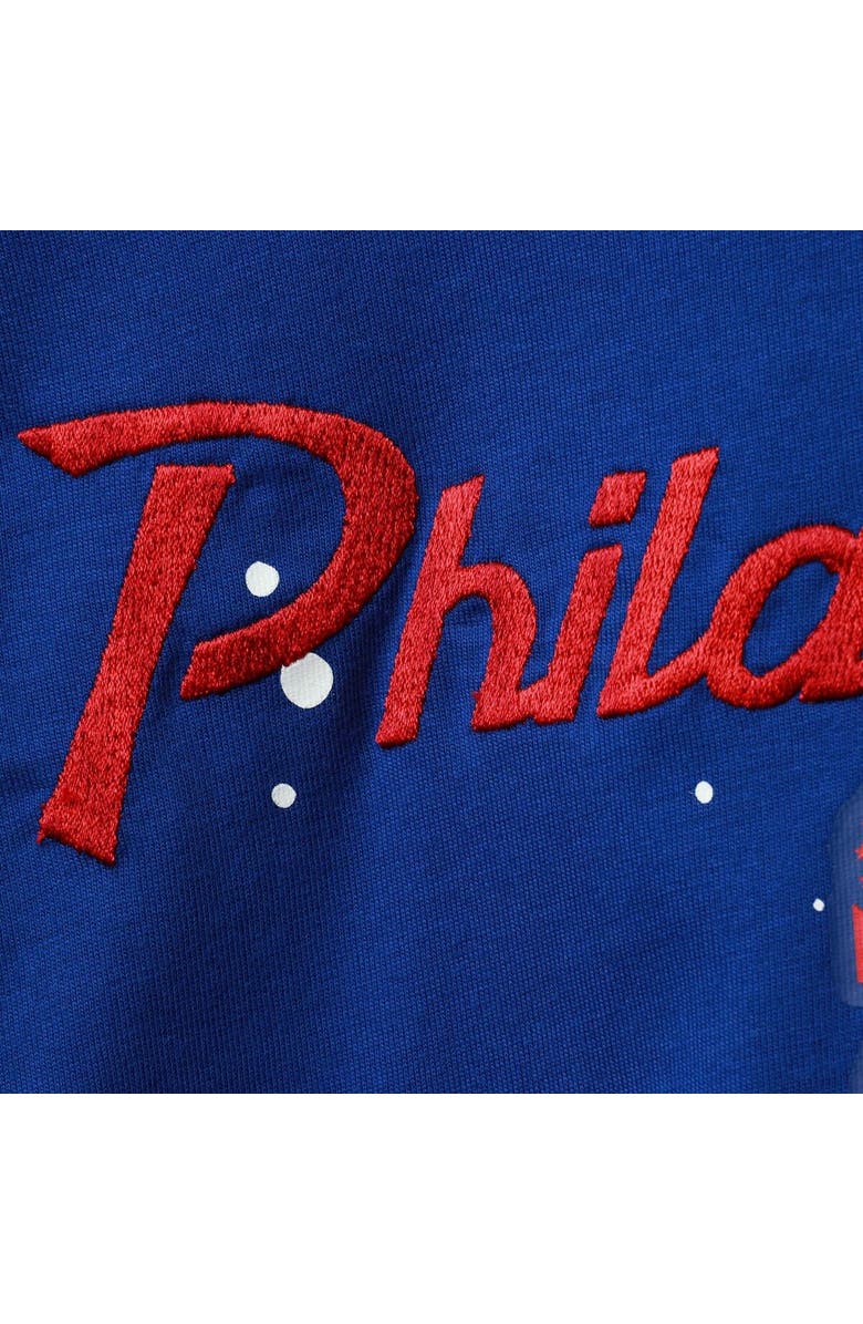 Nike Women's Nike Royal Philadelphia 76ers Courtside Splatter Cropped T-Shirt, Alternate, color, Royal