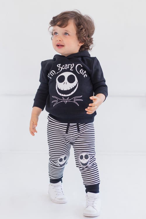 Disney Jack Skellington Nightmare Before Christmas Fleece Hoodie & Pants Set In Black
