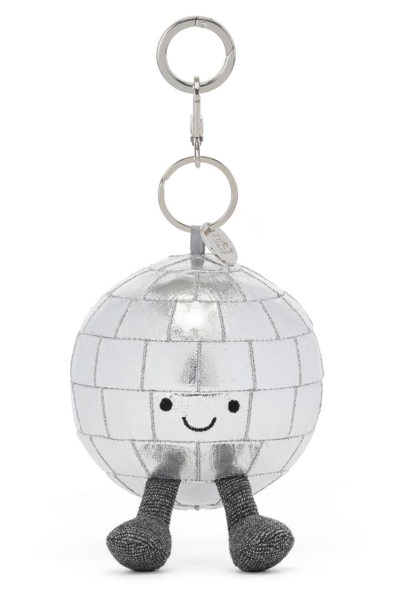 Amuseables Disco Ball Bag Charm, Main, color, SILVER