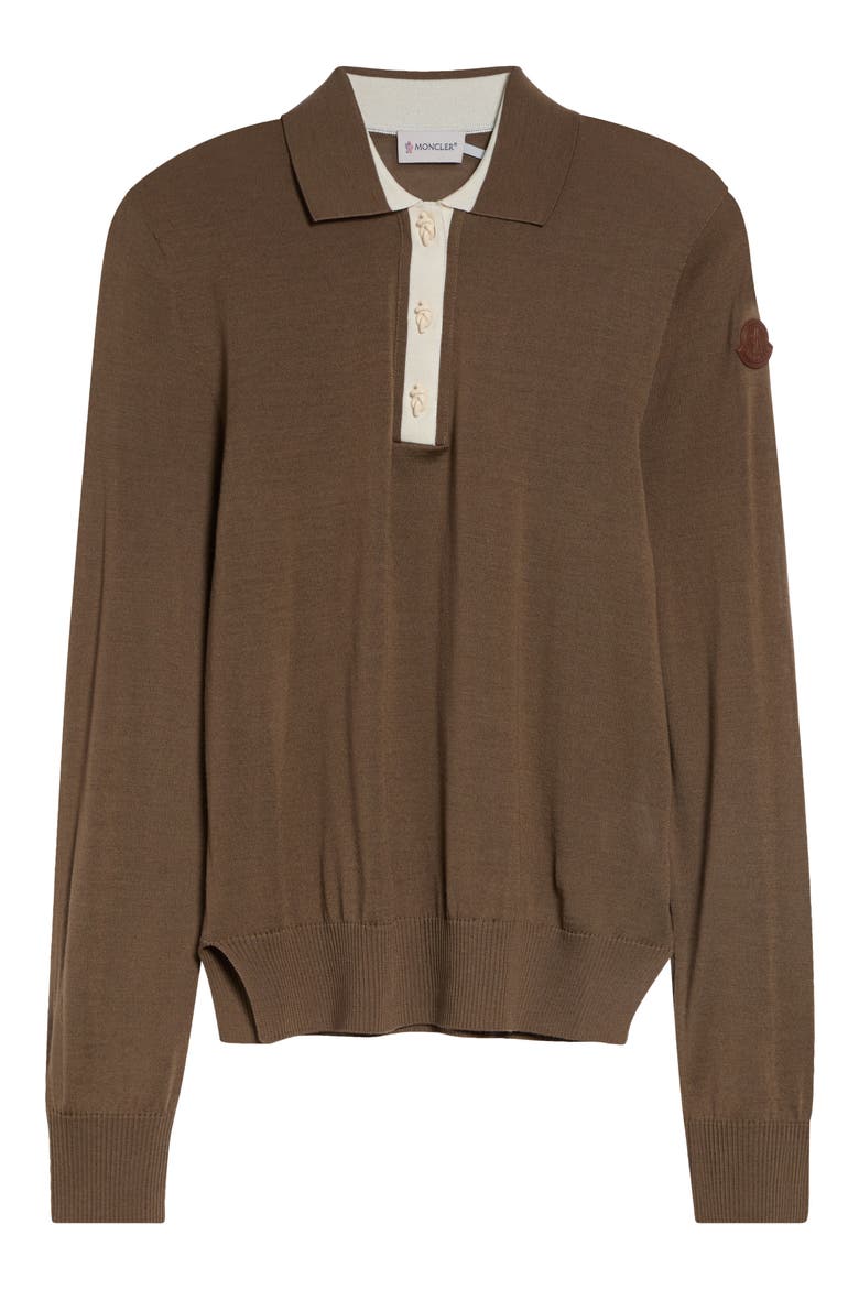 Wool Long Sleeve Polo, Alternate, color, BEIGE