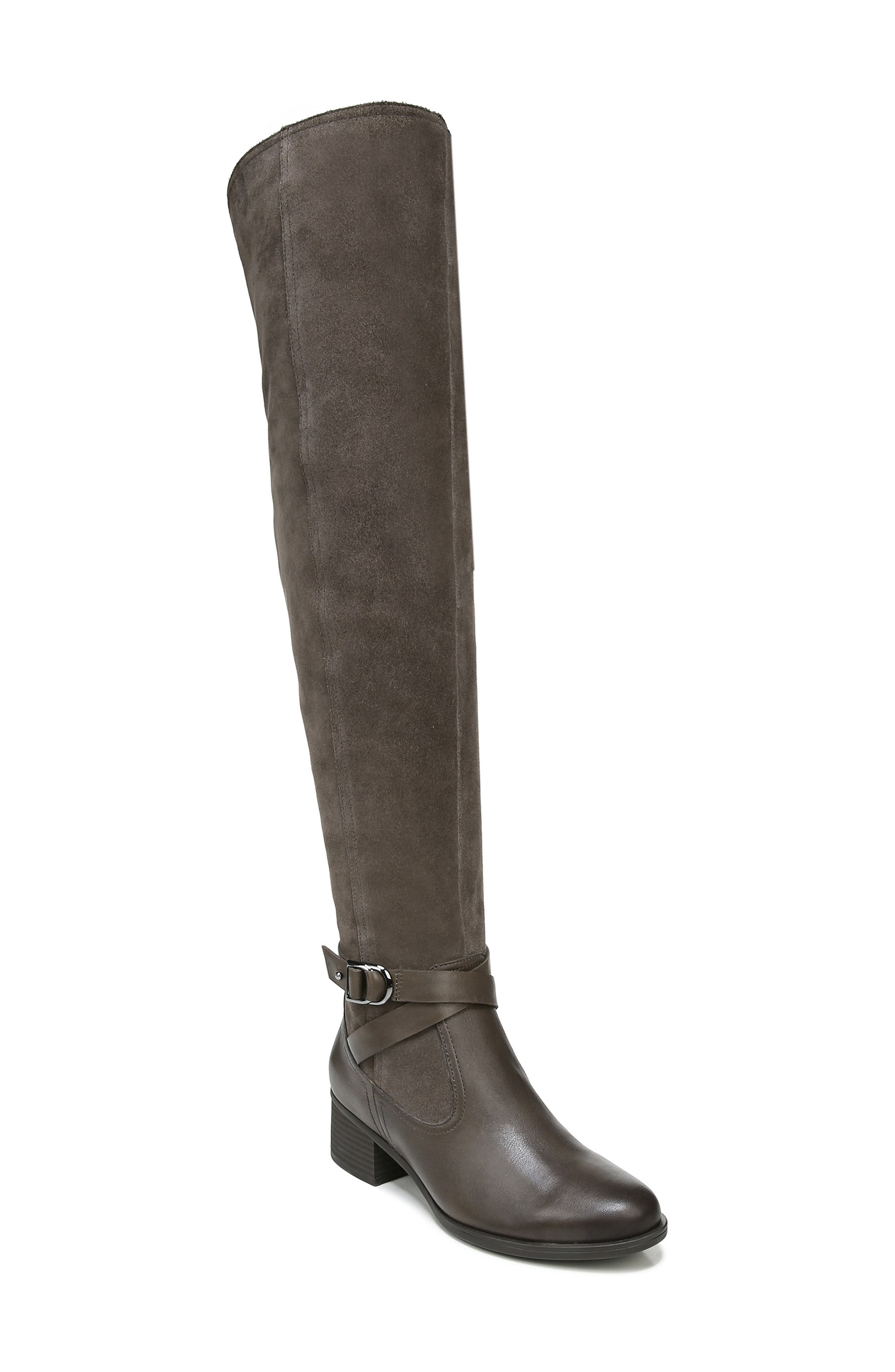 Denny Water Repellent Over the Knee Boot, Main, color, TAUPE SUEDE