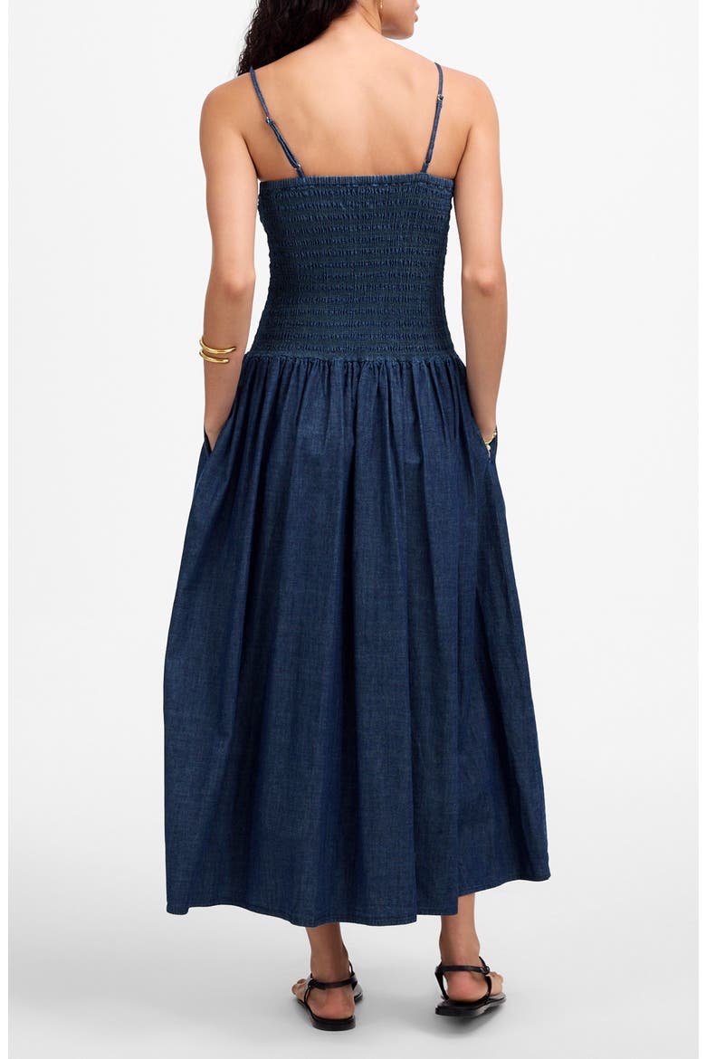 Smocked Midi Sundress, Alternate, color, RINSE WASH