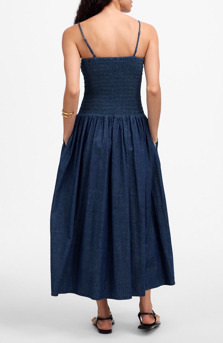 Madewell Smocked Midi Sundress, Alternate, color, Rinse Wash