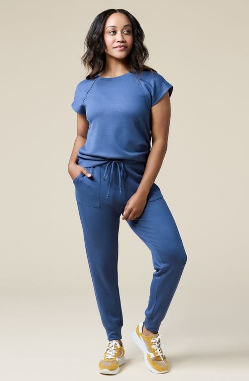 Softies Athleisure Puredream Short Raglan Crew Neck Jogger Set In Indigo