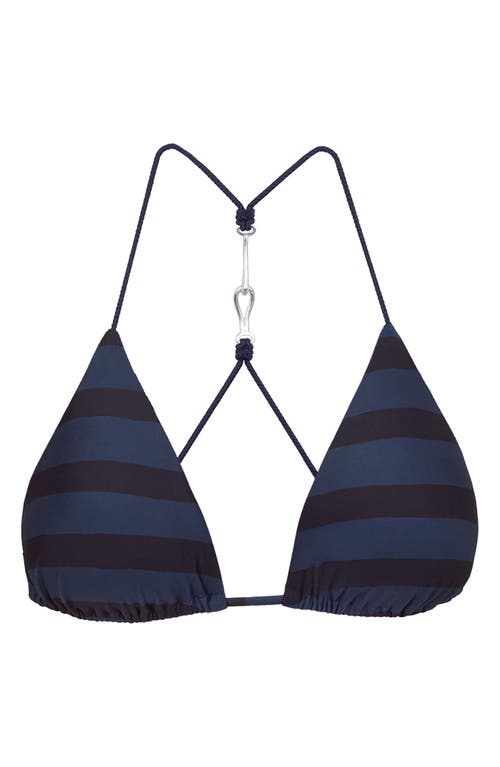 Vix Paula Hermanny Harmonie Alba T-back Beaded Triangle Bikini Top In Blue