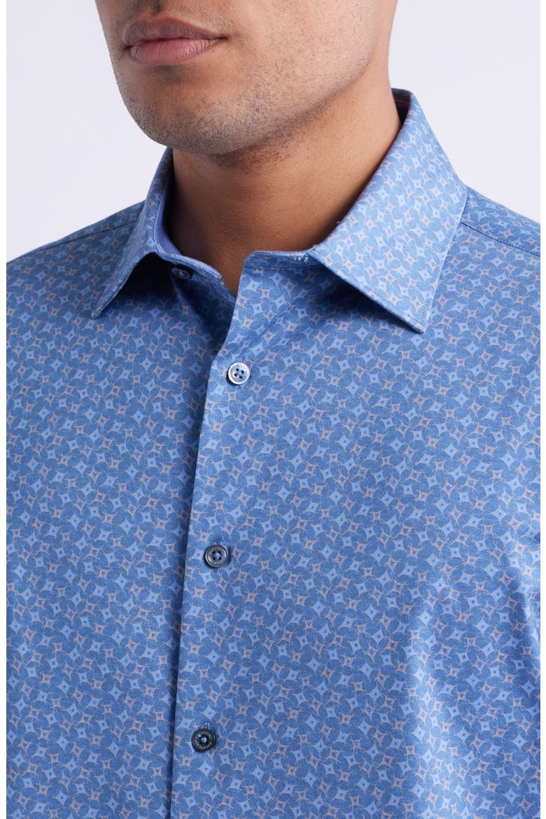 Jimmy OoohCotton® Abstract Print Button-Up Shirt, Alternate, color, COBALT