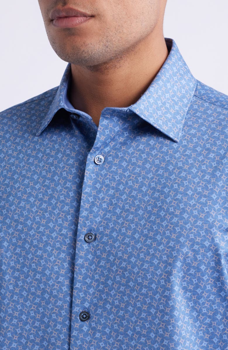 Bugatchi Jimmy OoohCotton<sup>®</sup> Abstract Print Button-Up Shirt, Alternate, color, Cobalt