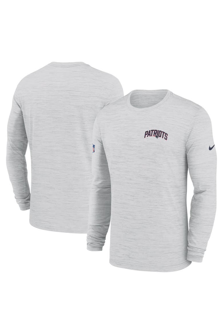 Men's Nike White New England Patriots Sideline Velocity Athletic Stack Performance Long Sleeve T-Shirt, Main, color, White