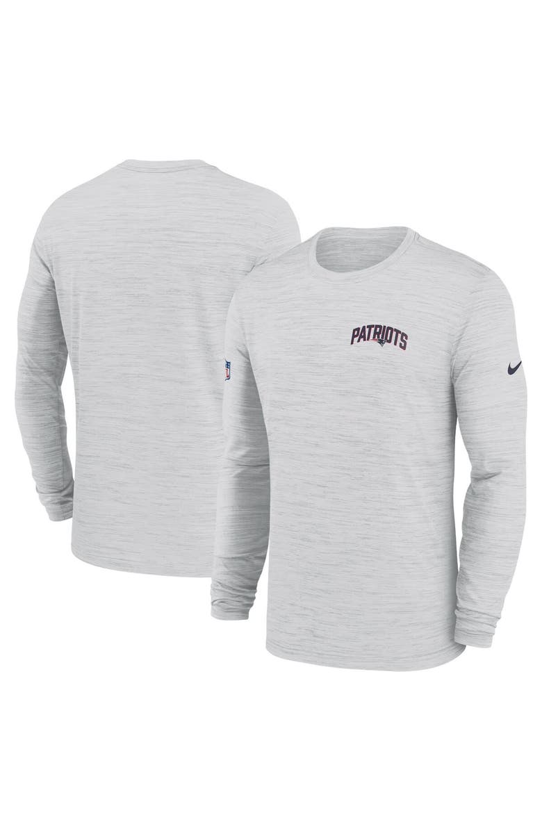 Nike Men's Nike White New England Patriots Sideline Velocity Athletic Stack Performance Long Sleeve T-Shirt, Main, color, 
