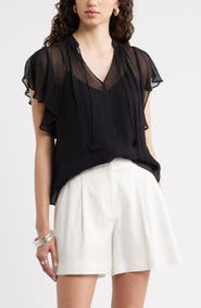 Nordstrom Crinkle Chiffon Top