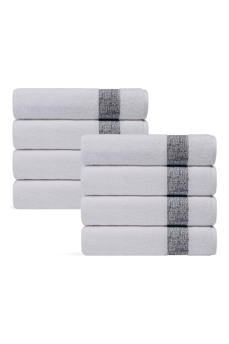 Pera 8-Piece Turkish Cotton Washcloths, Main, color, ANTHRACITE