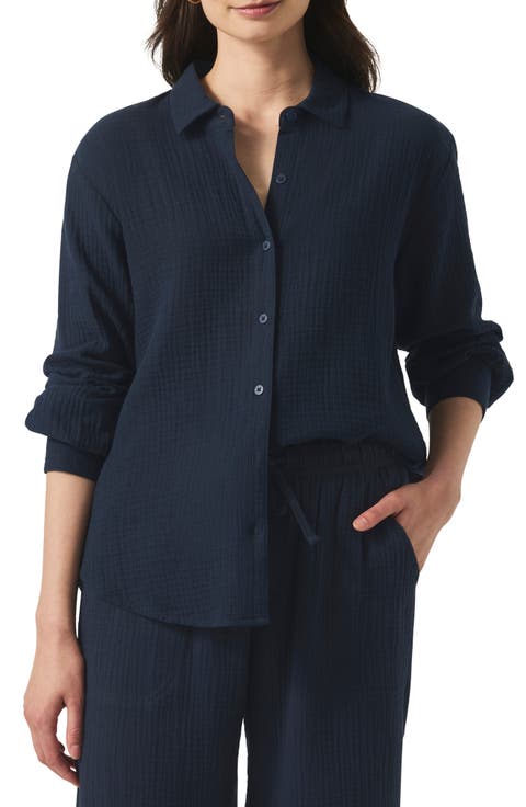 Adele Oversize Cotton Gauze Button-Up Shirt