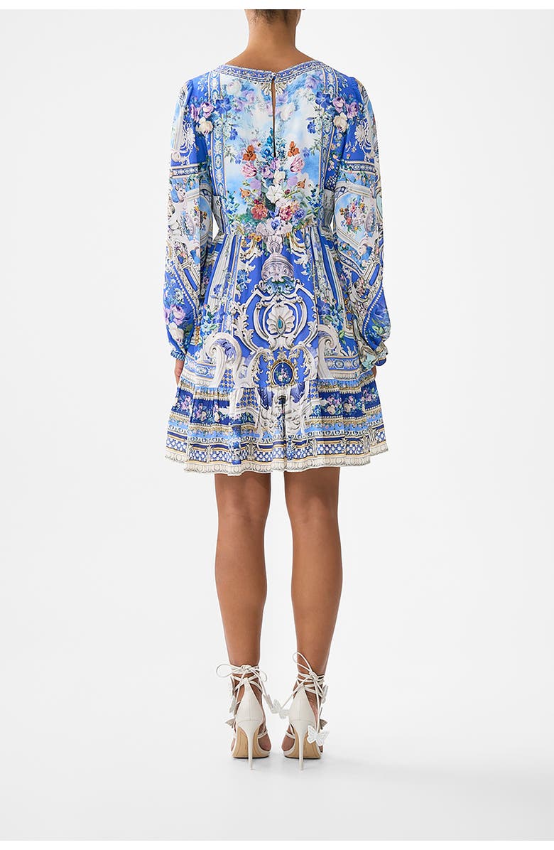 Camilla Short Tie Front Blouson Dress, Alternate, color, Ottoman Opulence