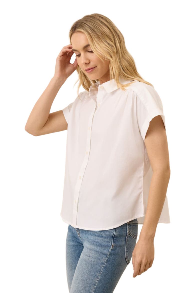 Organic Cotton All Day Poplin Shirred Shirt, Alternate, color, White