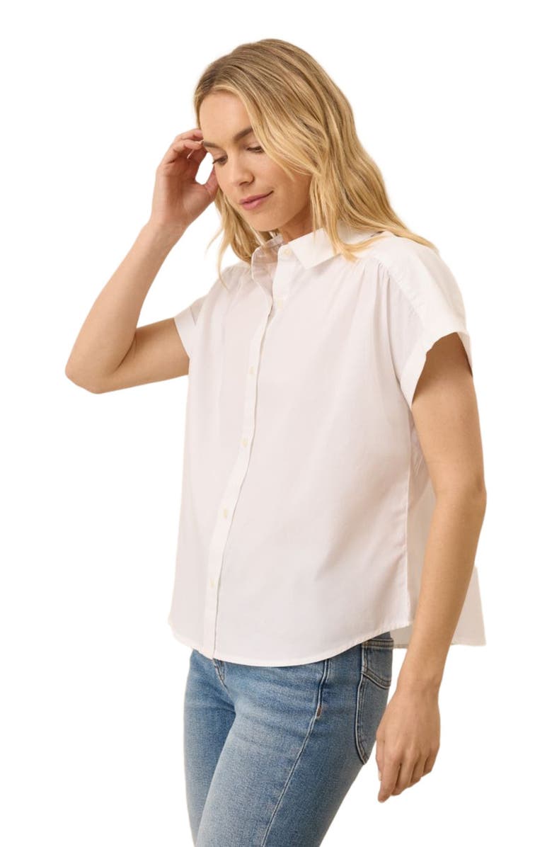 Pact Organic Cotton All Day Poplin Shirred Shirt, Alternate, color, White