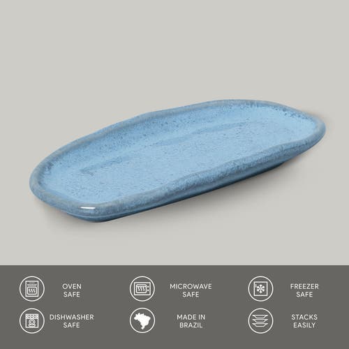 Porto Brasil Shallow Organic Oval Platter Mini Set Of 4 In Blue