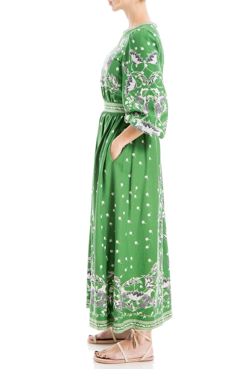 MAX STUDIO Floral Long Sleeve Linen Blend Maxi Dress, Alternate, color, 