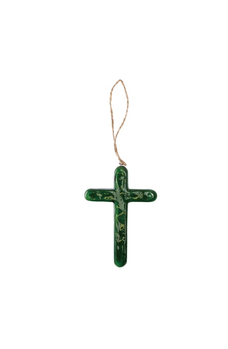 Transpac Glass Green Cross with Hanger for Home Decorations Spring Wall Art Decorative Glass Accent, Main, color, Green