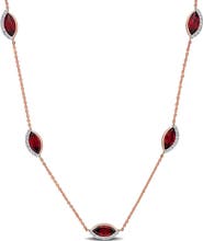 Julianna B. Birthstone & Diamond Station Necklace 14k Gold