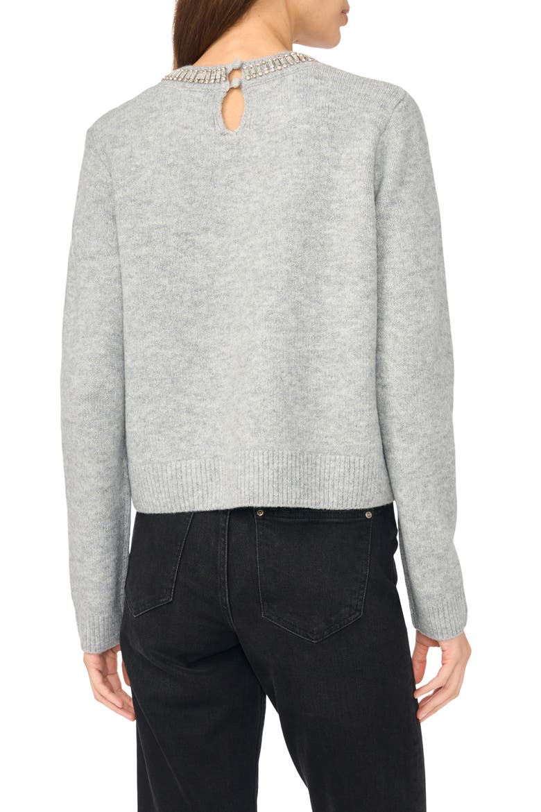 Rhinestone Neckline Sweater, Alternate, color, LIGHT HEATHER GREY