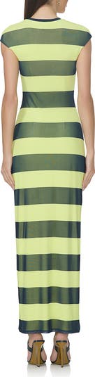 Cody Print Cap Sleeve Mesh Maxi Dress