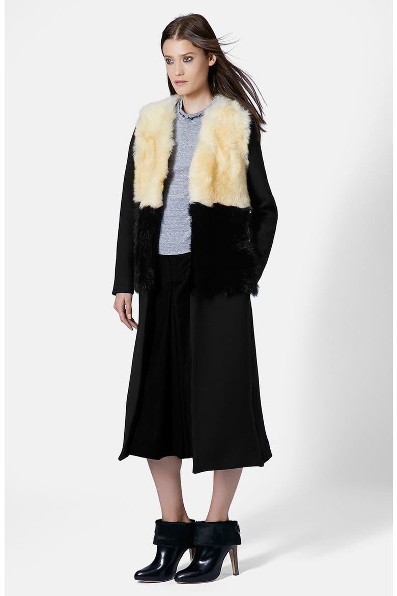 Split Seam Genuine Shearling Coat, Main, color, BLACK MULTI