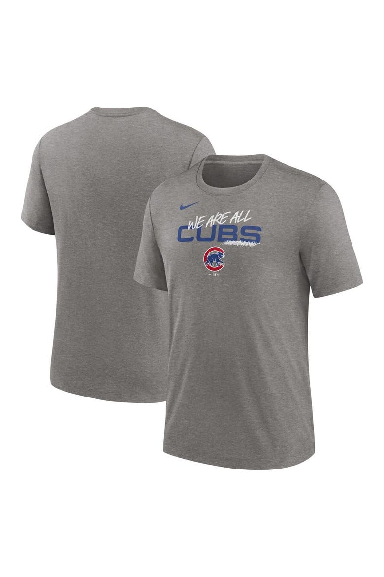 Men's Nike Heather Charcoal Chicago Cubs We Are All Tri-Blend T-Shirt, Main, color, Heather Charcoal
