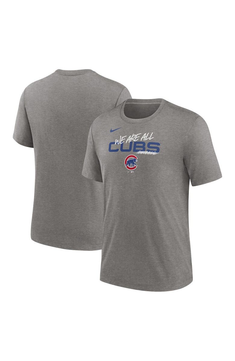 Nike Men's Nike Heather Charcoal Chicago Cubs We Are All Tri-Blend T-Shirt, Main, color,