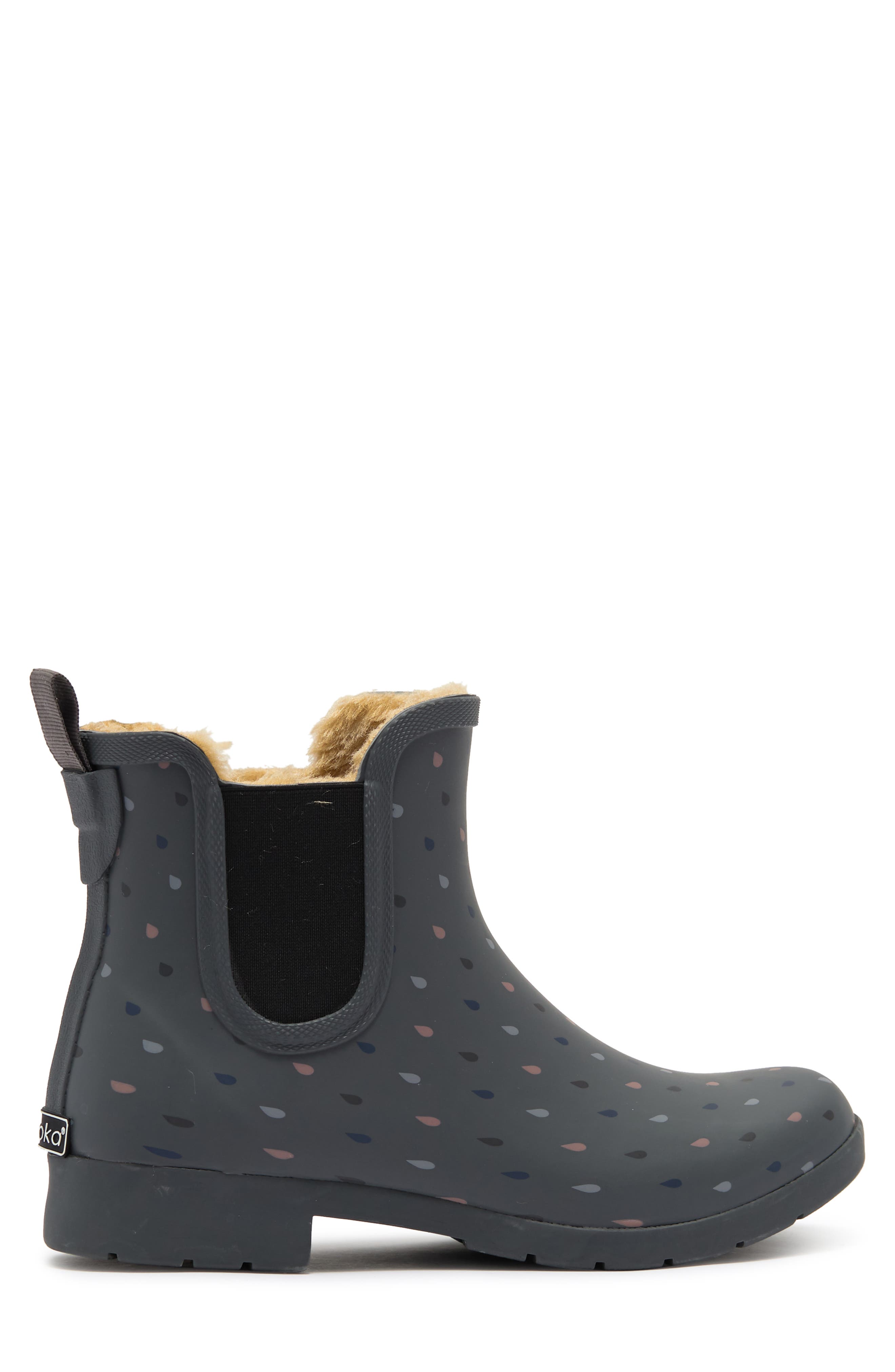 Chooka Rain Dot Eastlake Chelsea Faux Shearling Rain Boot, Alternate, color, 