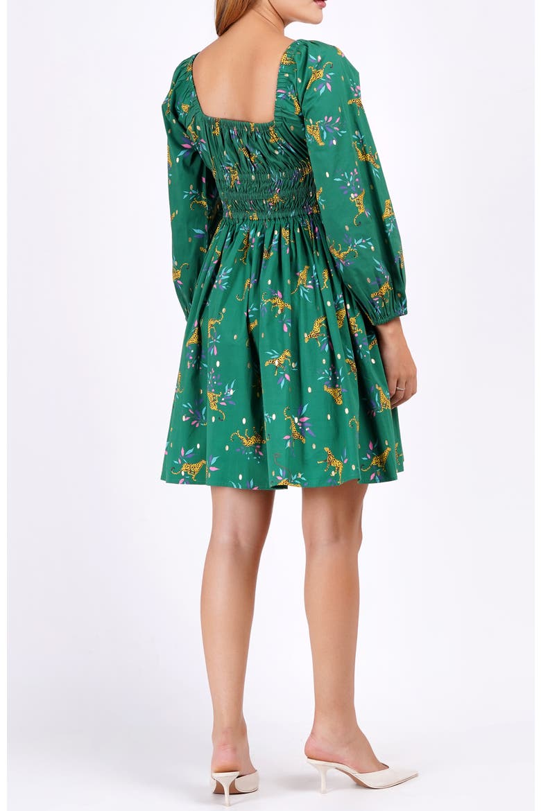 Genevieve Square Neck Mini Dress, Alternate, color, Lucky Cheetah Verdant Green