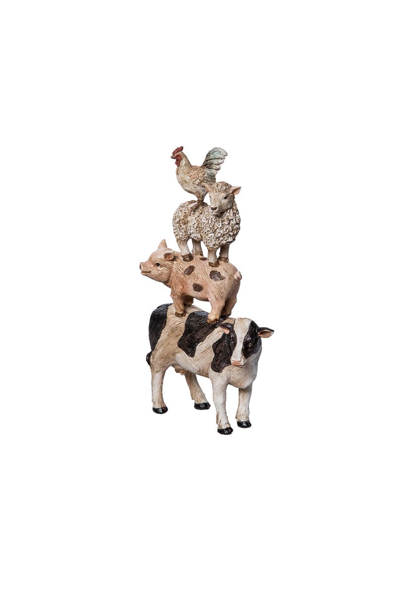 Resin Stacked Farm Animal Figurine Multicolored for Spring Home Decor, Alternate, color, Multicolored