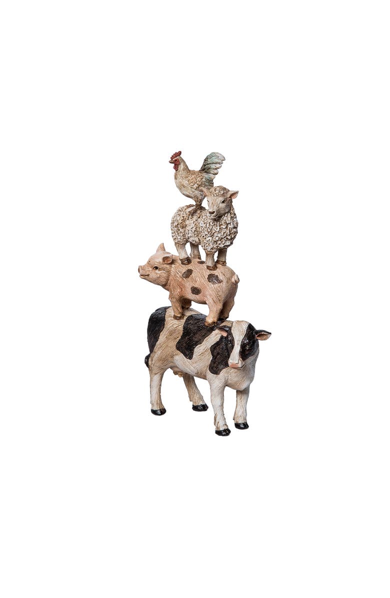 Transpac Resin Stacked Farm Animal Figurine Multicolored for Spring Home Decor, Alternate, color, Multicolored