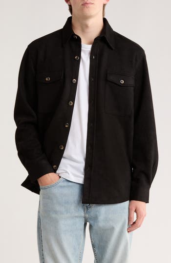 Vintage 1946 Faux Suede Shirt Jacket In Black