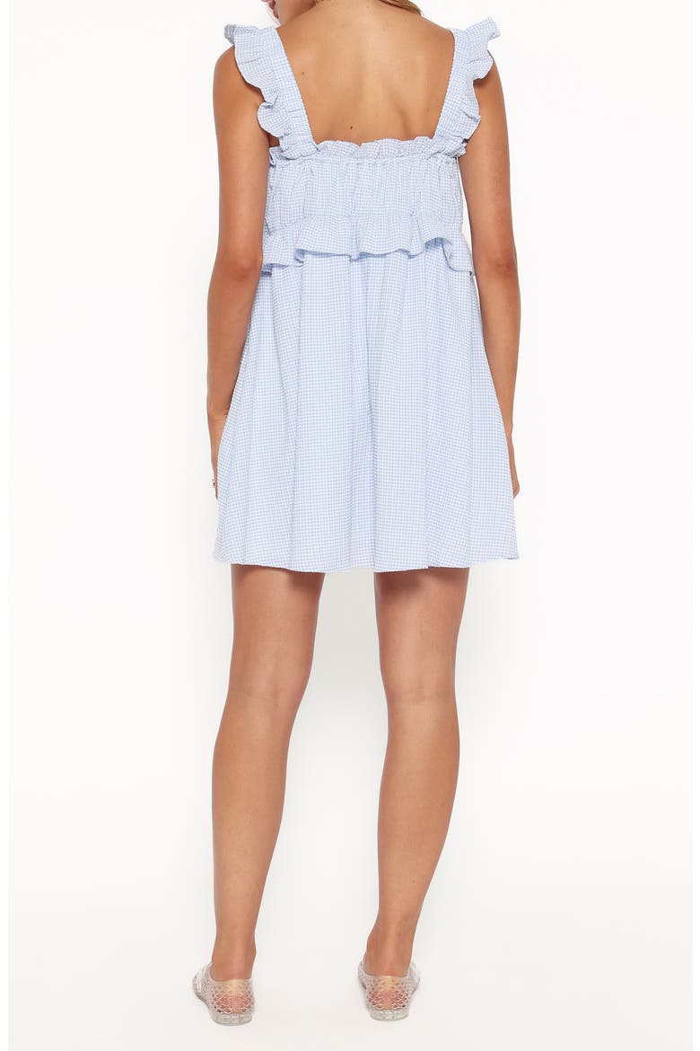 Keonia Gingham Ruffle Minidress, Alternate, color, BABY BLUE GINGHAM